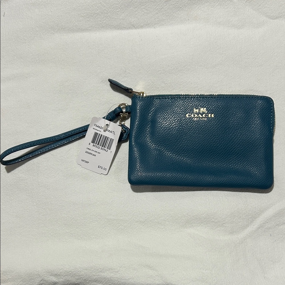 Coach Blue Leather Wristlet